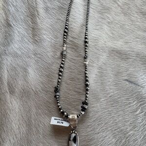 Elegant Sterling Silver and White Buffalo Desert Pearl Necklace